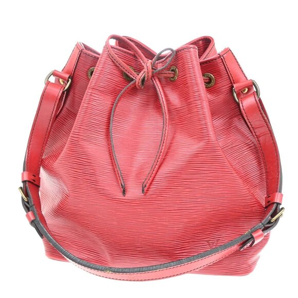 LOUIS VUITTON Petit Noe Drawstring Shoulder Bag Epi Leather Red
